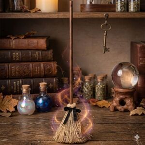 NWT Animated Floating Witch’s Broom | Spooky Halloween Sound & Touch Activated